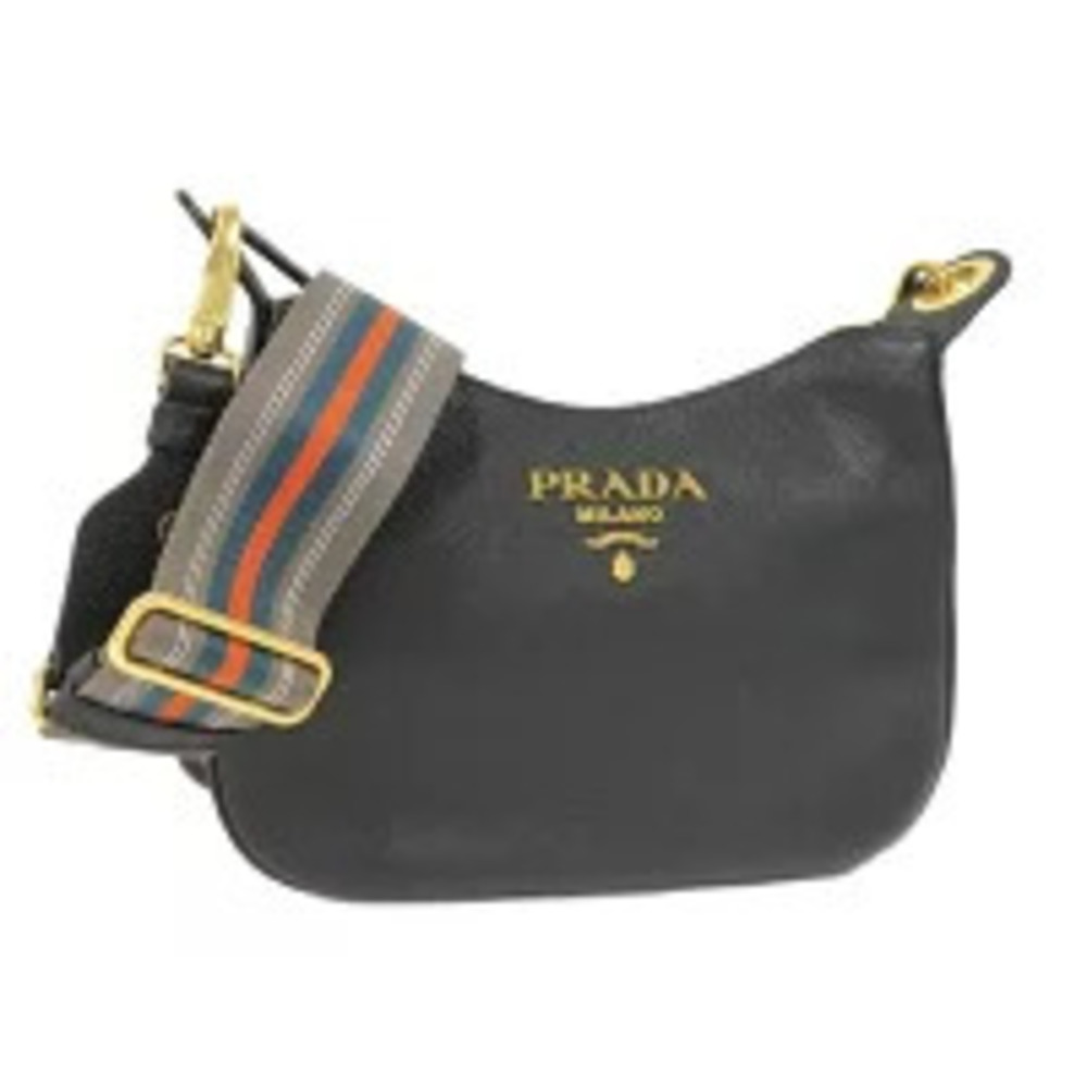PRADA Shoulder Bag Vitello Phoenix Leather Black
